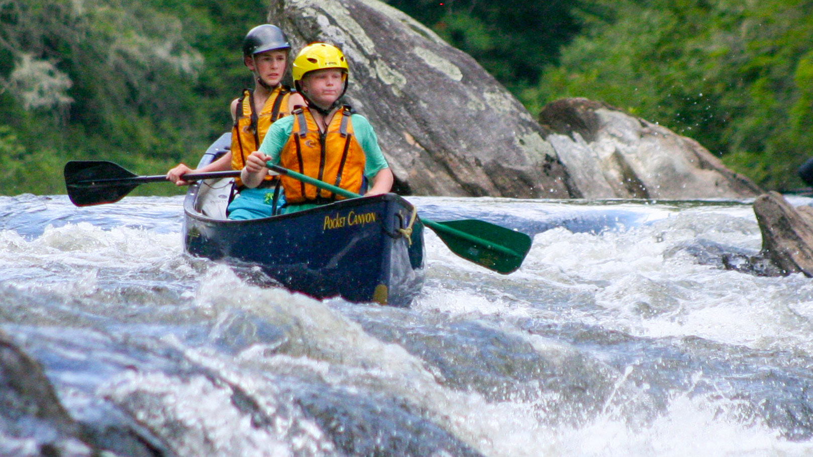 Boys Camp Whitewater Canoeing