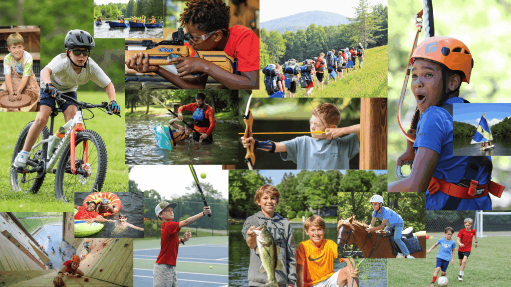 Picture showing a multitude of camp activities